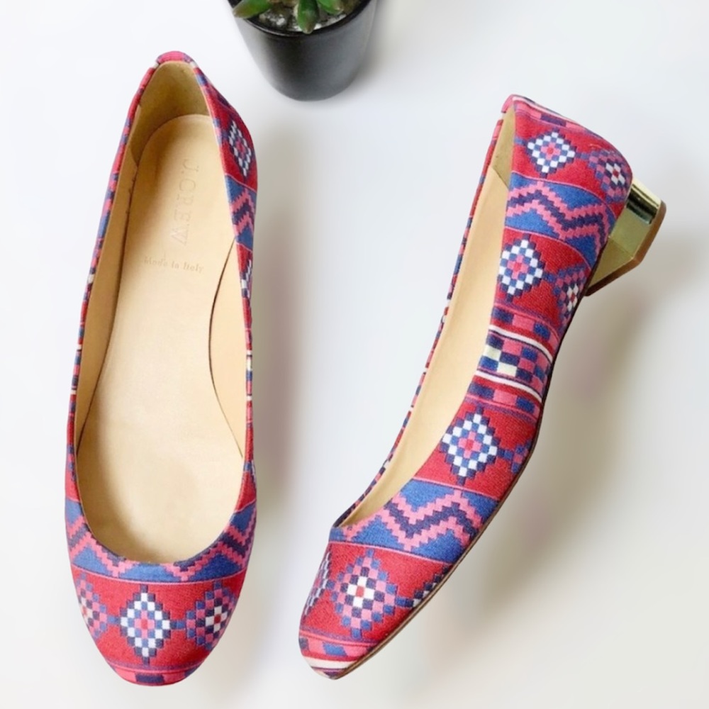 J. CREW Janey Printed Flats Made in Italy - Size 8